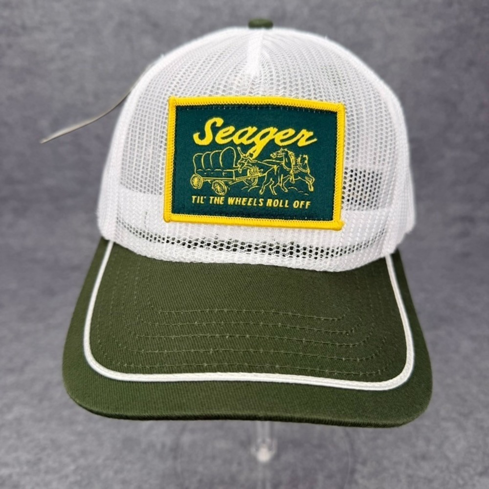 Seager Buster All Mesh Snapback Hat Green White Trucker MHF19BUSWHT New